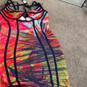 Fashion Nova Vibrant Multicolor Midi Dress